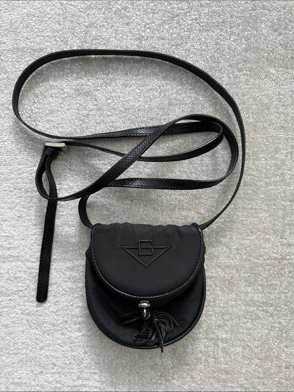 Bottega Veneta Black Marco Polo Nylon and Leather Cross Body Mini Disco Bag